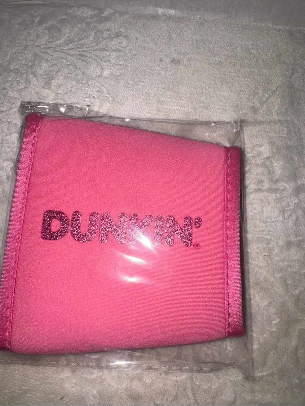 Dunkin' Pink Glitter Can Cooler Sleeve
